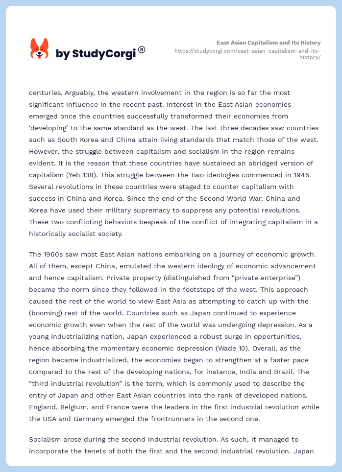 East Asian Capitalism and Its History. Page 2