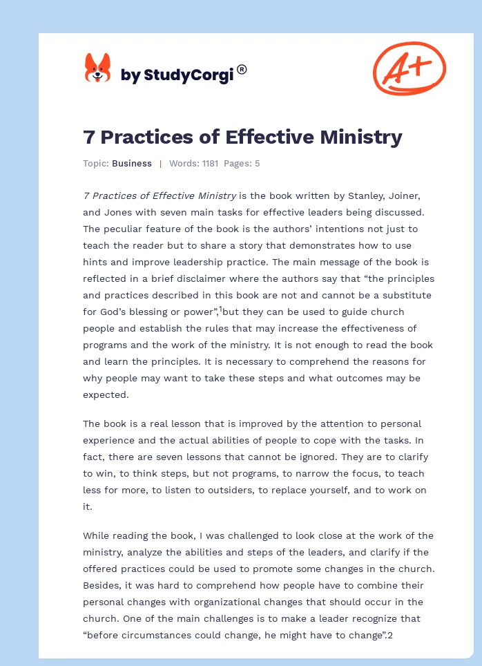 7 Practices of Effective Ministry. Page 1