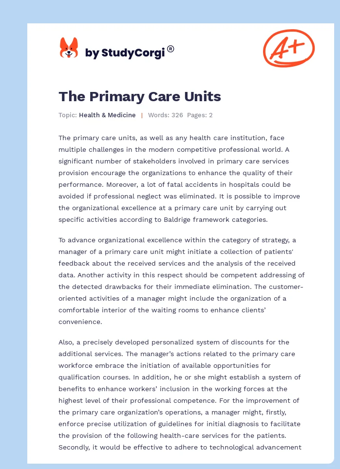The Primary Care Units. Page 1