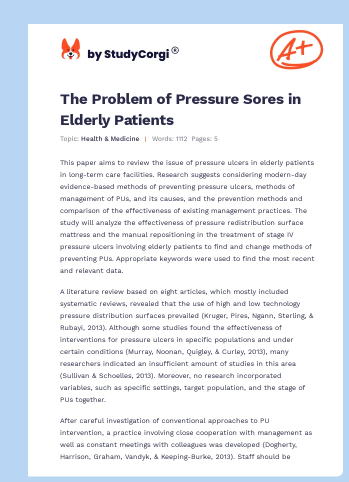 The Problem of Pressure Sores in Elderly Patients. Page 1