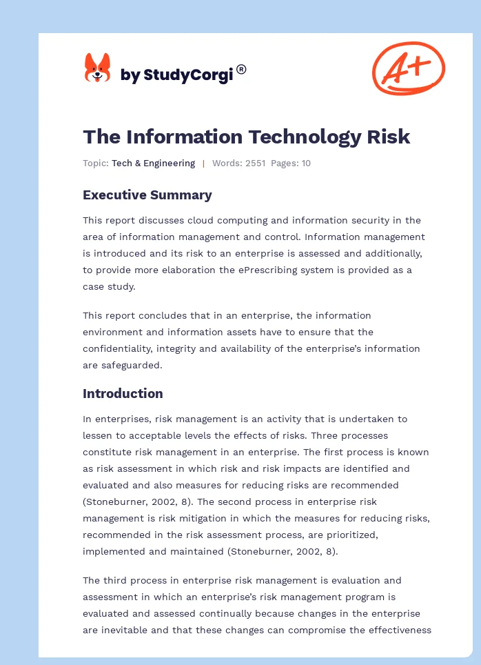 The Information Technology Risk. Page 1