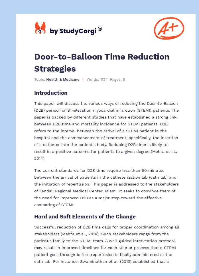 Door-to-Balloon Time Reduction Strategies. Page 1
