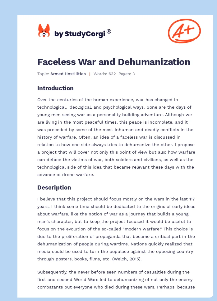 Faceless War and Dehumanization. Page 1