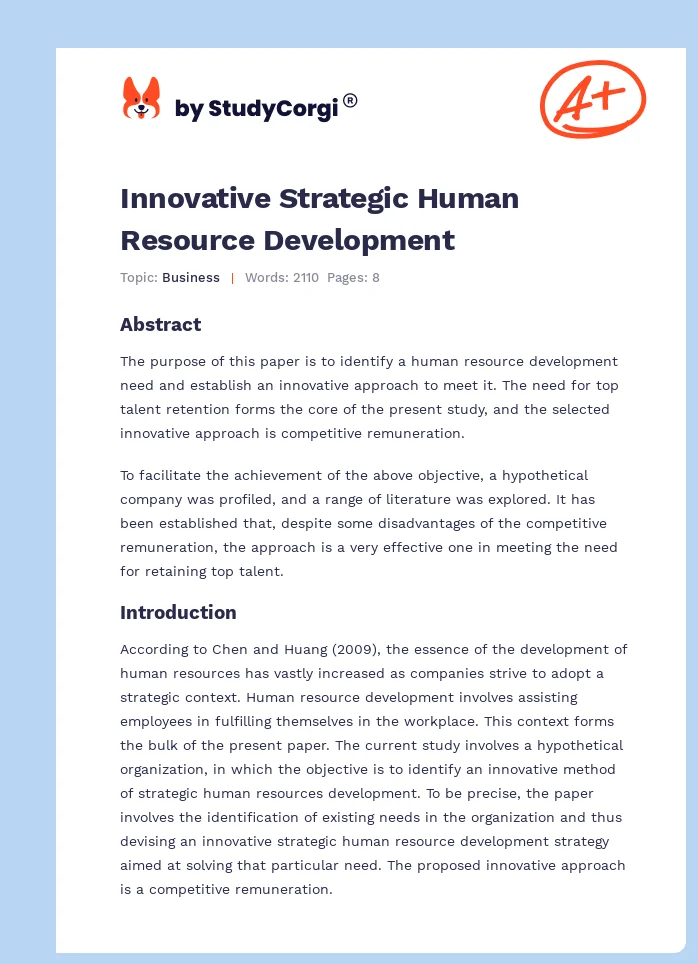 Innovative Strategic Human Resource Development. Page 1