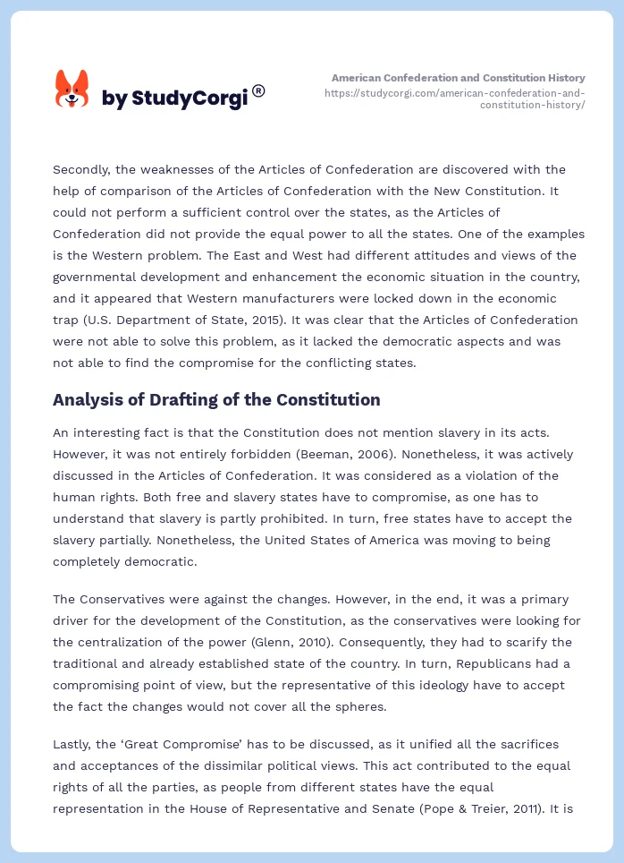 American Confederation and Constitution History. Page 2