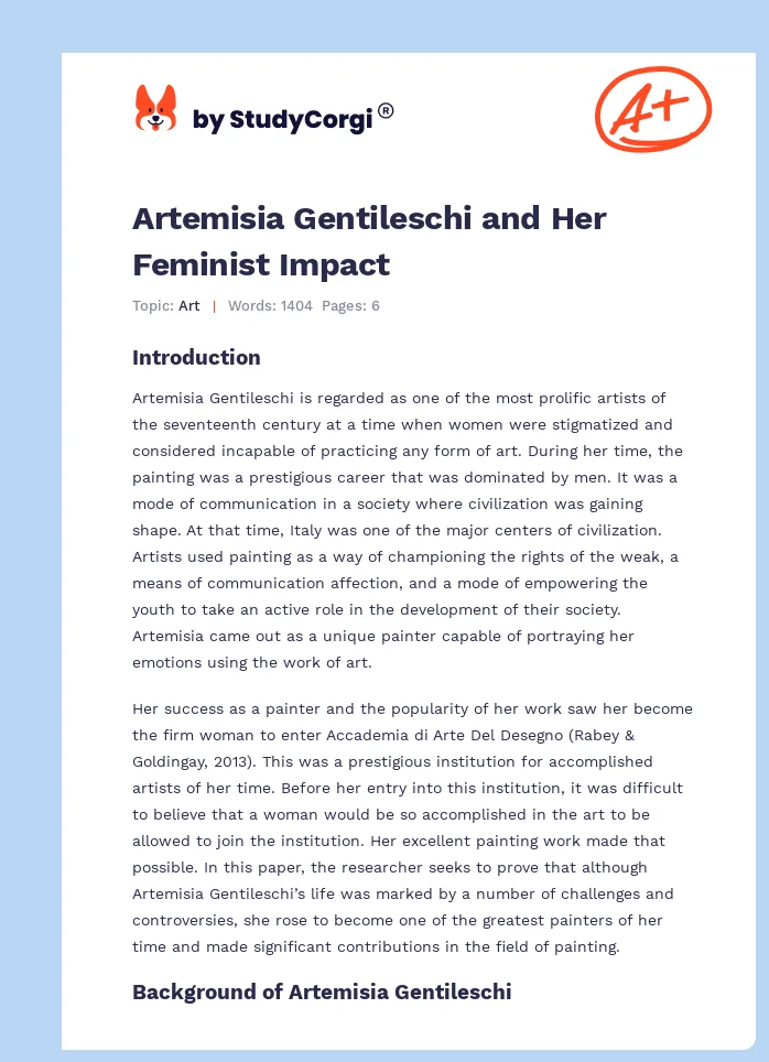 Artemisia Gentileschi and Her Feminist Impact. Page 1
