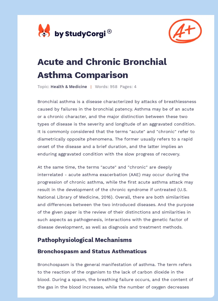Acute and Chronic Bronchial Asthma Comparison. Page 1