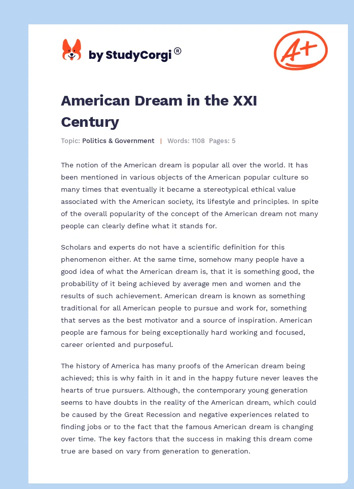 American Dream in the XXI Century. Page 1