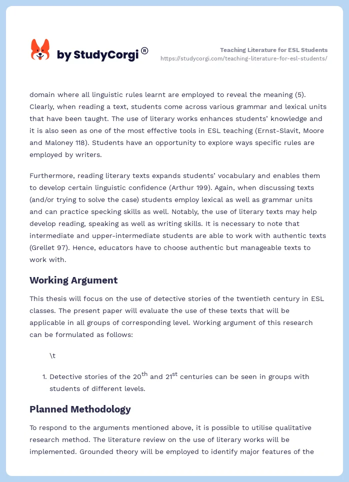 Teaching Literature for ESL Students. Page 2
