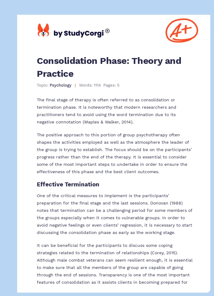 Consolidation Phase: Theory and Practice. Page 1
