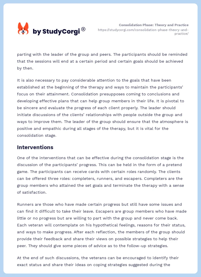Consolidation Phase: Theory and Practice. Page 2