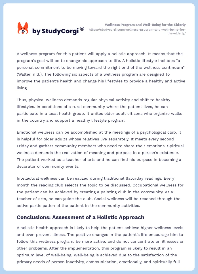Wellness Program and Well-Being for the Elderly. Page 2