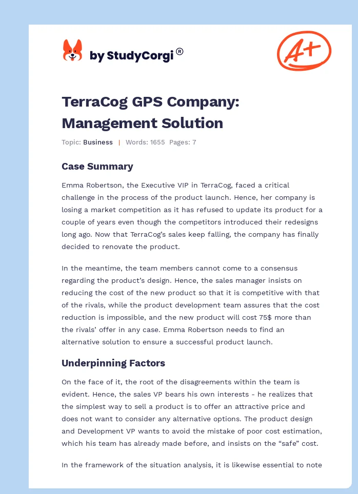 TerraCog GPS Company: Management Solution. Page 1