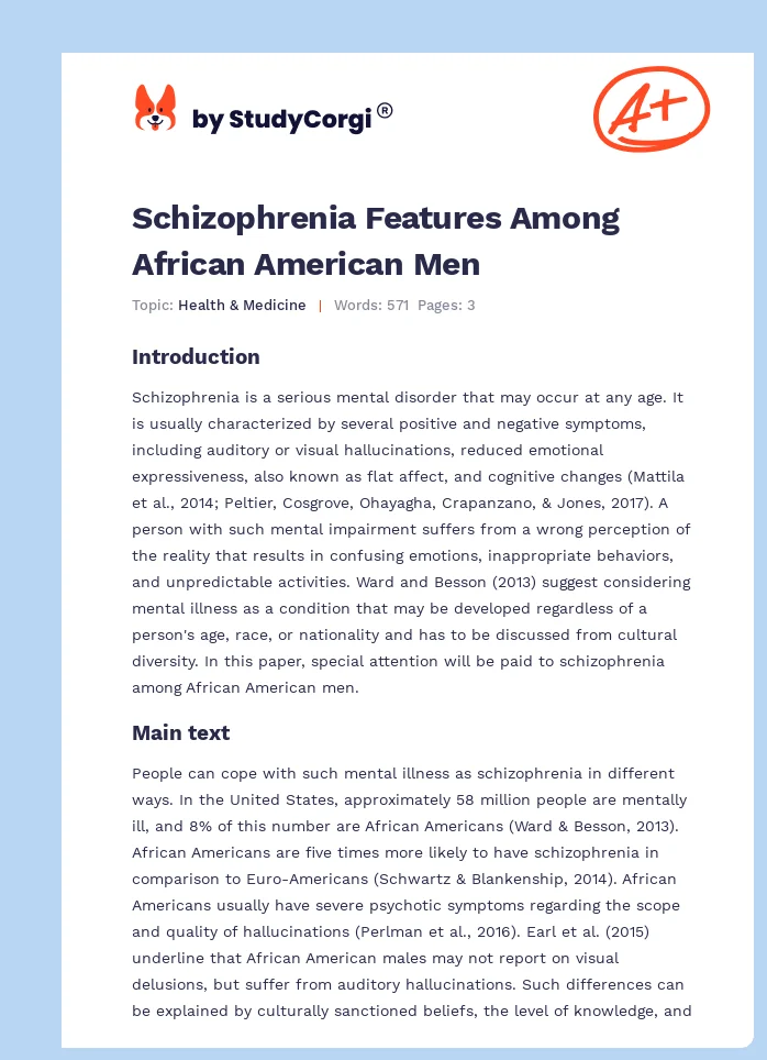 Schizophrenia Features Among African American Men. Page 1