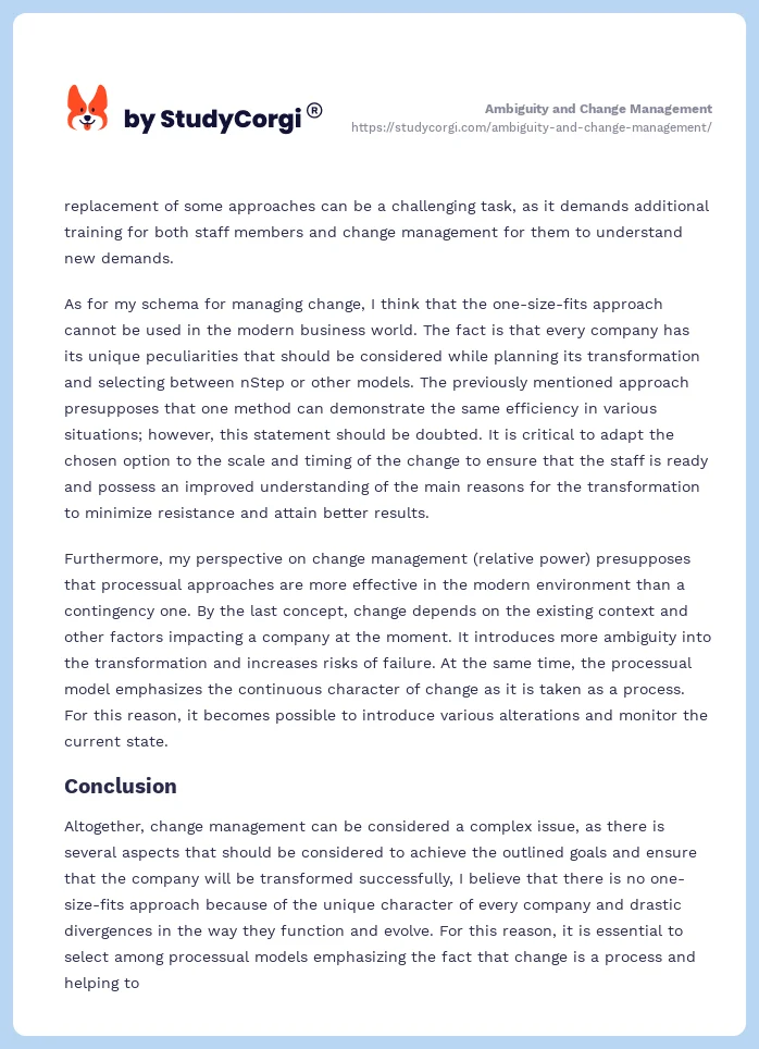Ambiguity and Change Management. Page 2