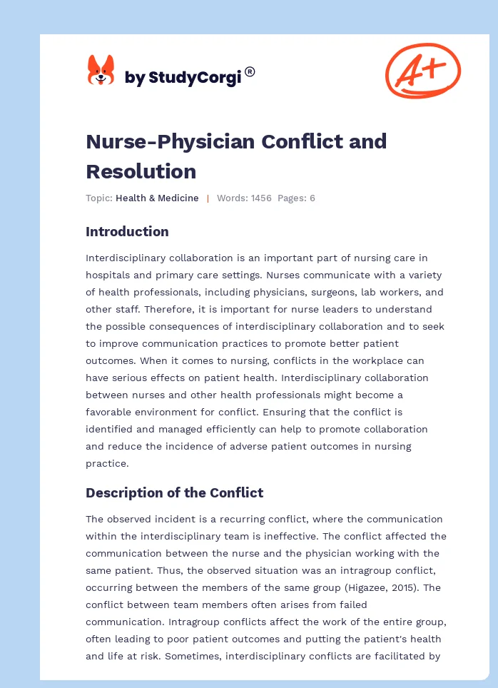 Nurse-Physician Conflict and Resolution. Page 1