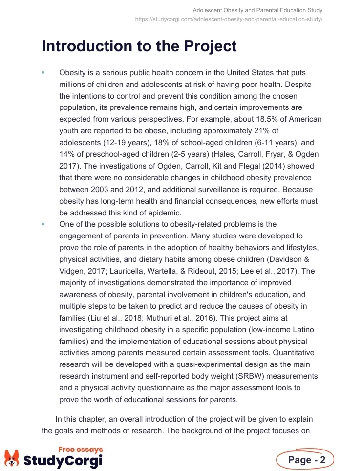 Adolescent Obesity and Parental Education Study. Page 2