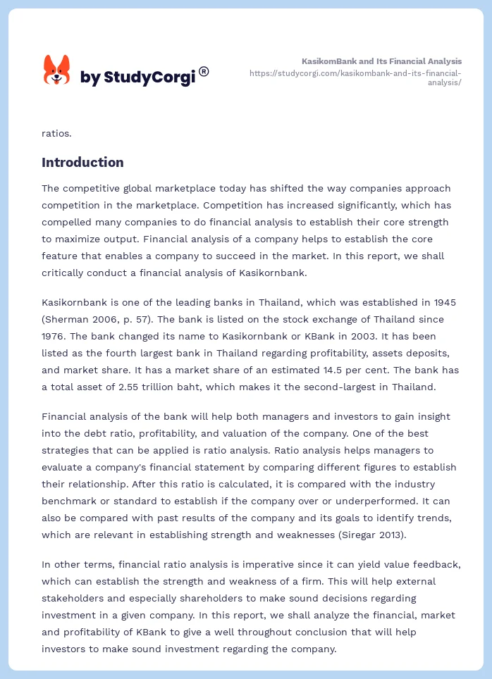 KasikomBank and Its Financial Analysis. Page 2