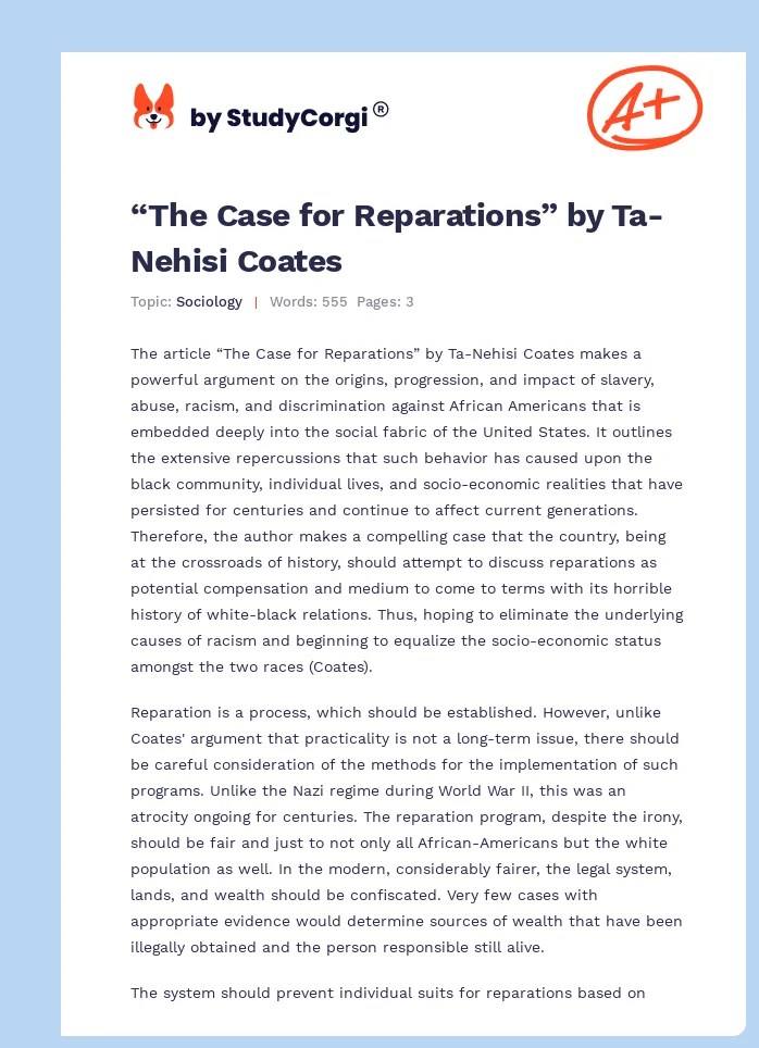“The Case for Reparations” by Ta-Nehisi Coates. Page 1