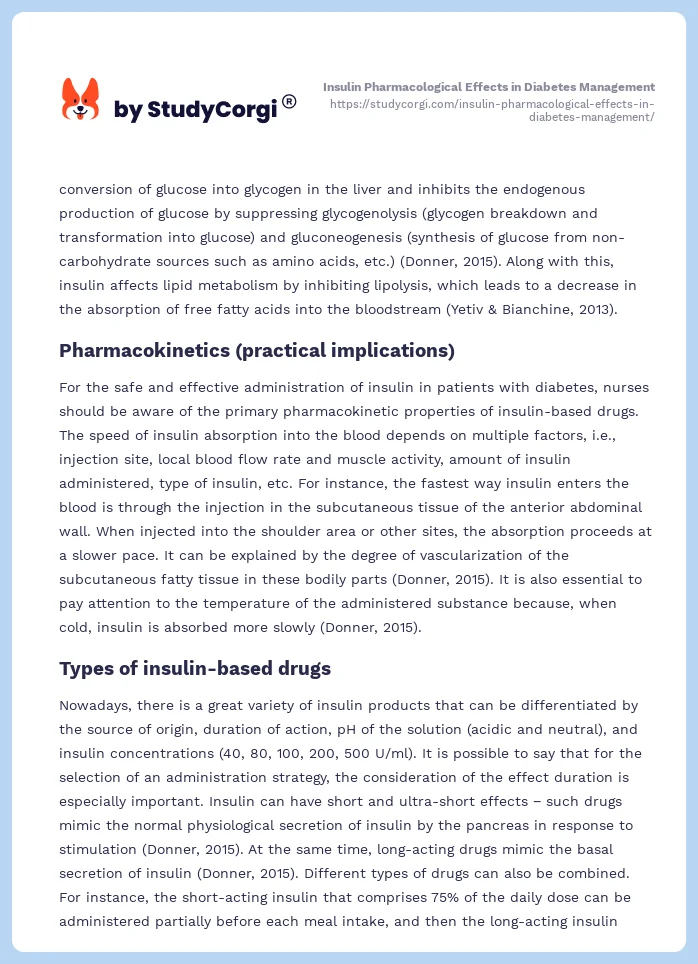 Insulin Pharmacological Effects in Diabetes Management. Page 2