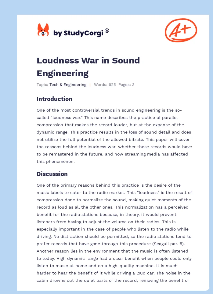 Loudness War in Sound Engineering. Page 1