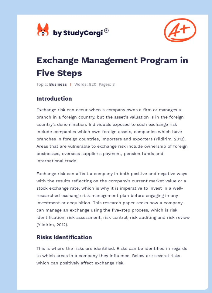 Exchange Management Program in Five Steps. Page 1
