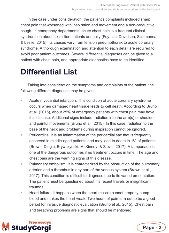Differential Diagnoses: Patient with Chest Pain. Page 2