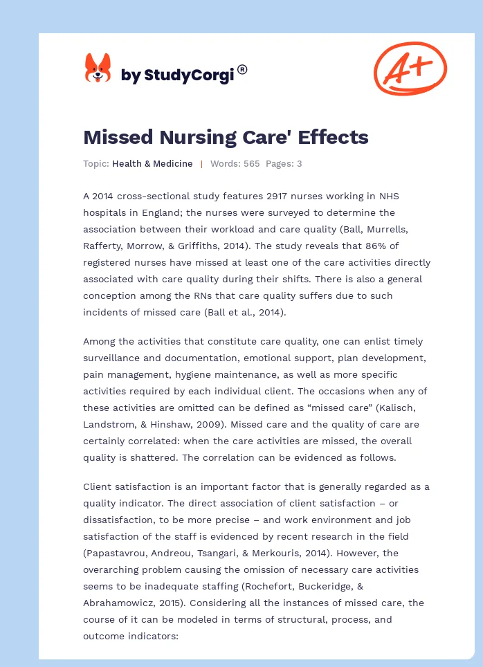 Missed Nursing Care' Effects. Page 1