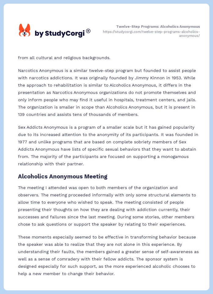 Twelve-Step Programs: Alcoholics Anonymous. Page 2