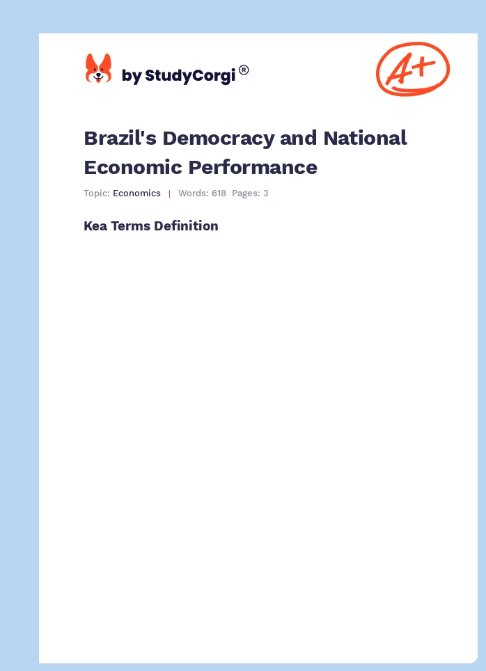 Brazil's Democracy and National Economic Performance. Page 1