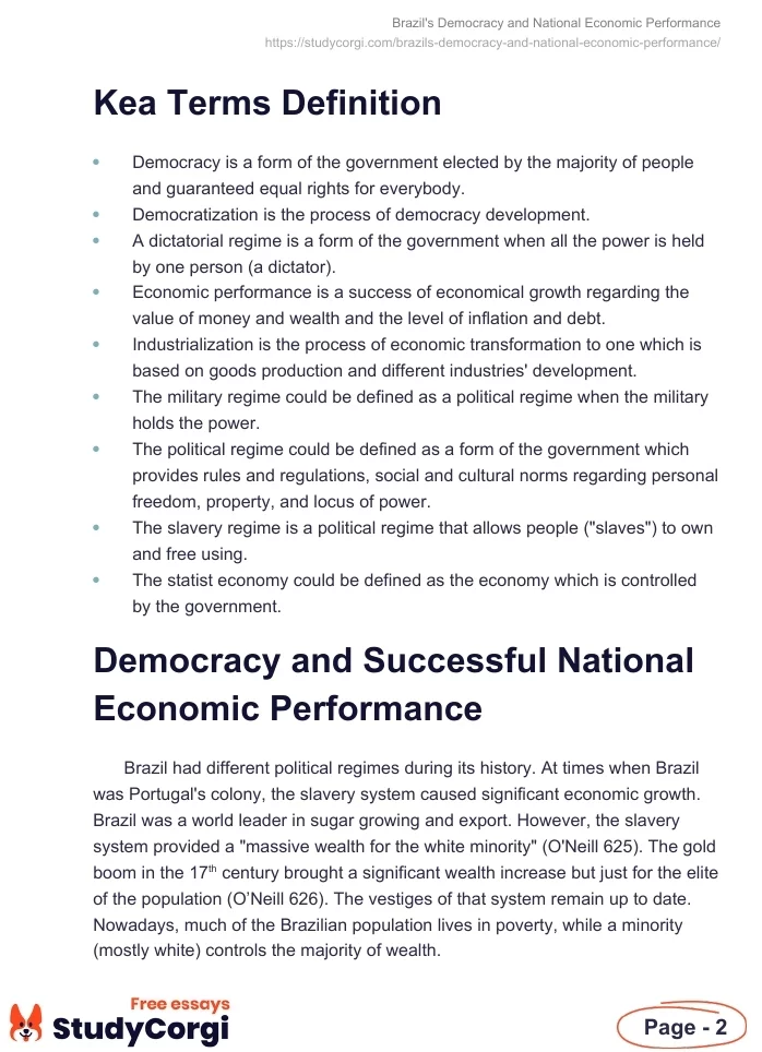 Brazil's Democracy and National Economic Performance. Page 2