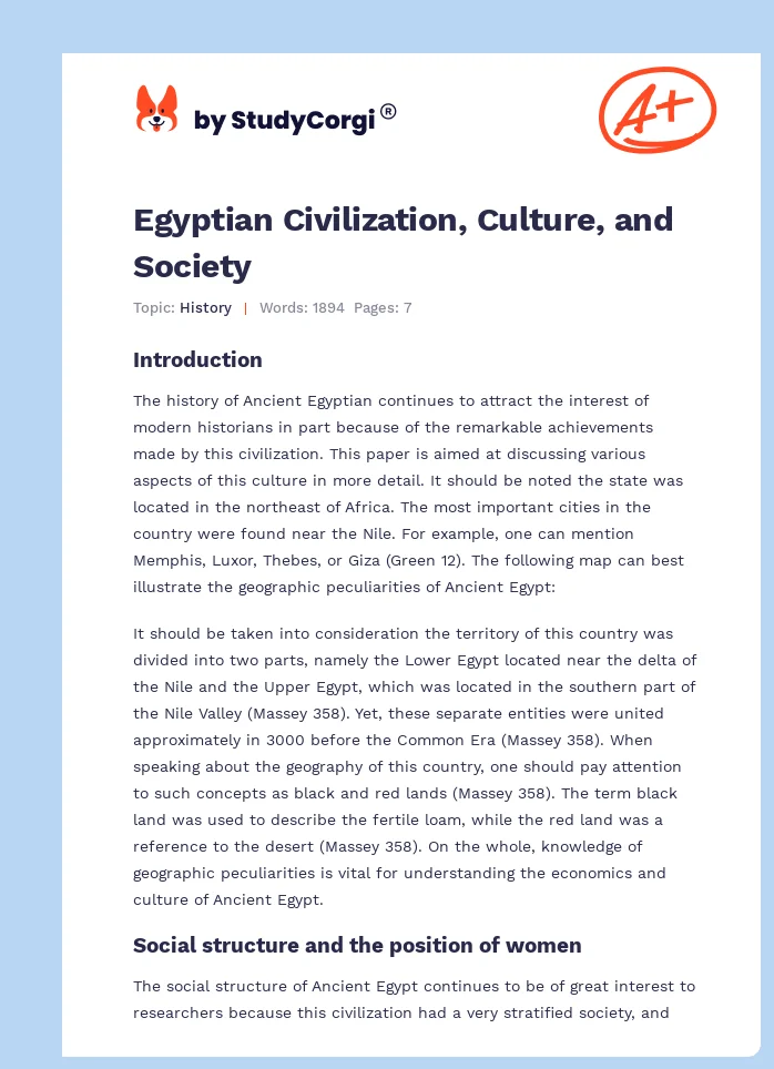 Egyptian Civilization, Culture, and Society. Page 1