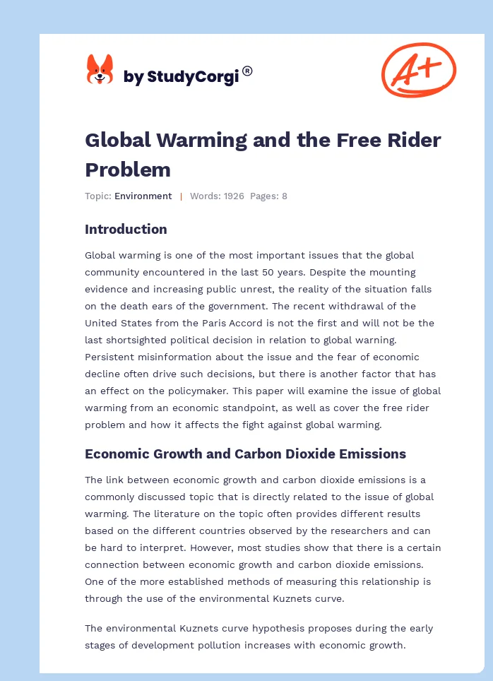 Global Warming and the Free Rider Problem. Page 1