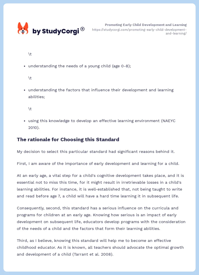 Promoting Early Child Development and Learning. Page 2