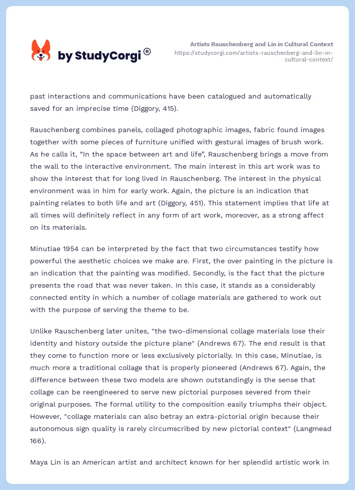 Artists Rauschenberg and Lin in Cultural Context. Page 2
