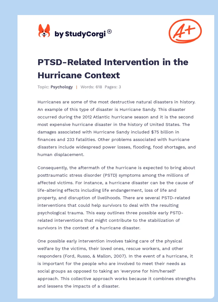 PTSD-Related Intervention in the Hurricane Context. Page 1