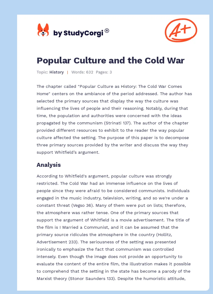 Popular Culture and the Cold War. Page 1
