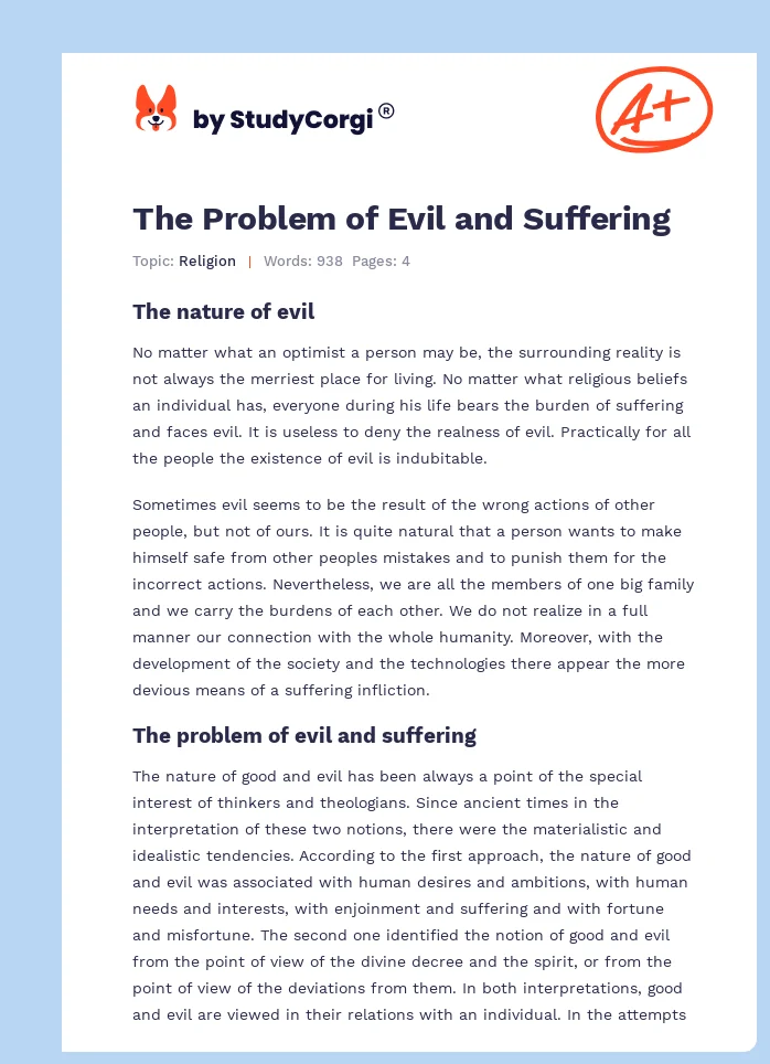 The Problem of Evil and Suffering. Page 1