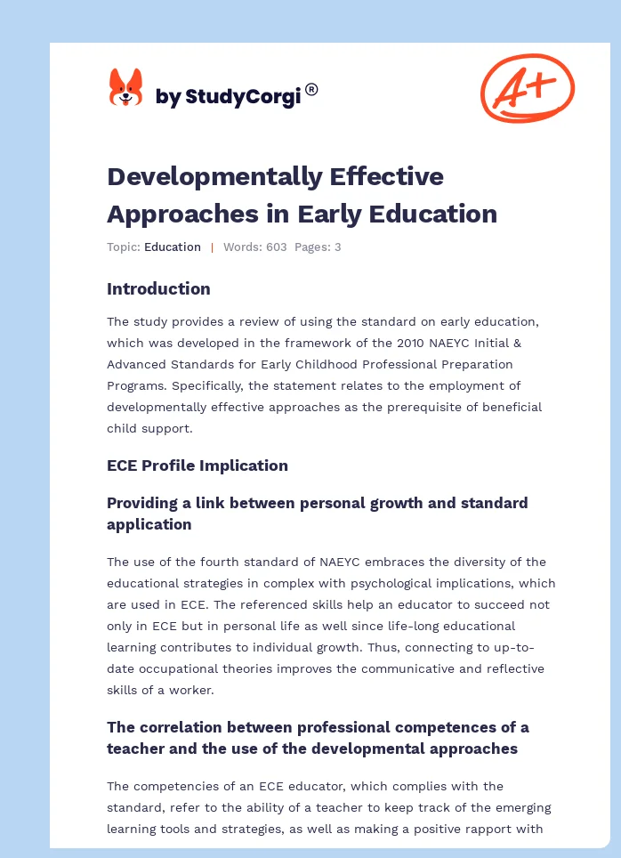 Developmentally Effective Approaches in Early Education. Page 1