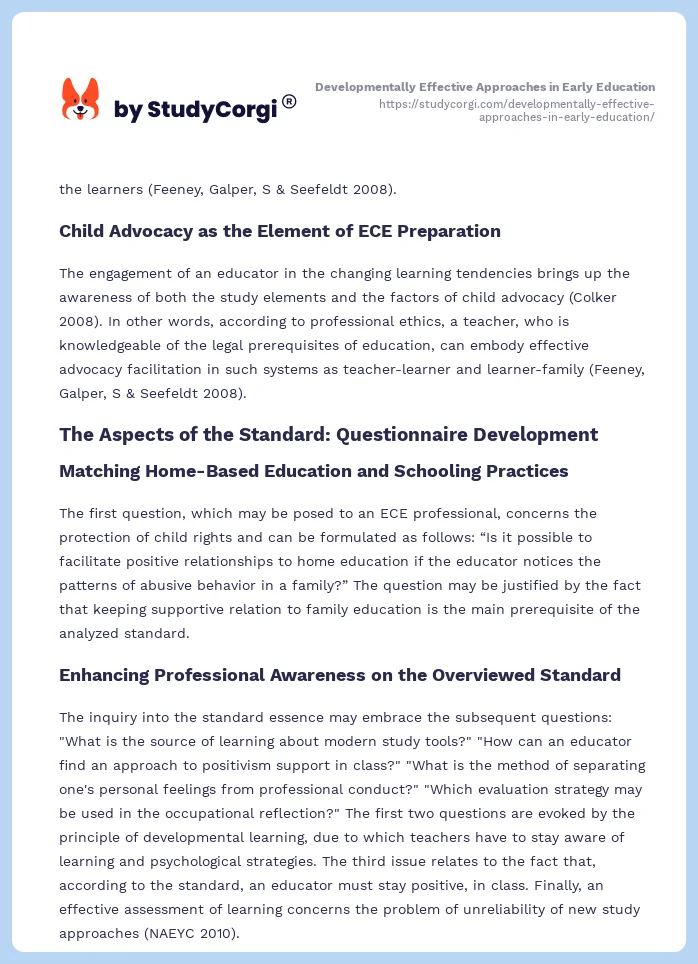 Developmentally Effective Approaches in Early Education. Page 2