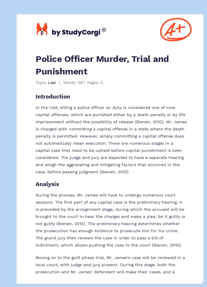 Police Officer Murder, Trial and Punishment. Page 1
