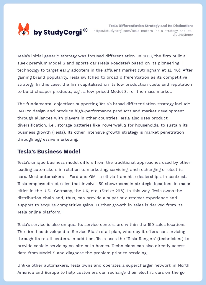 Tesla Differentiation Strategy and Its Distinctions. Page 2