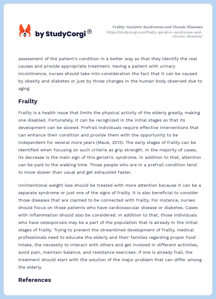 Frailty: Geriatric Syndromes and Chronic Illnesses. Page 2