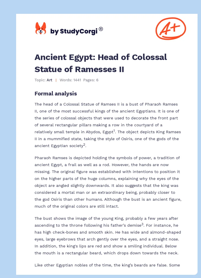 Ancient Egypt: Head of Colossal Statue of Ramesses II. Page 1