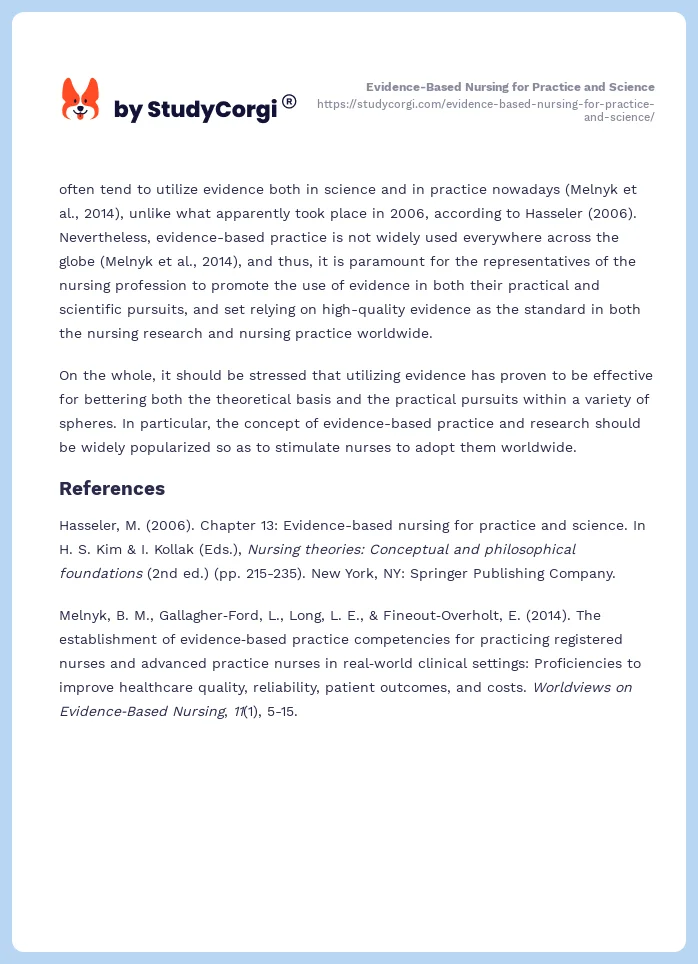 Evidence-Based Nursing for Practice and Science. Page 2