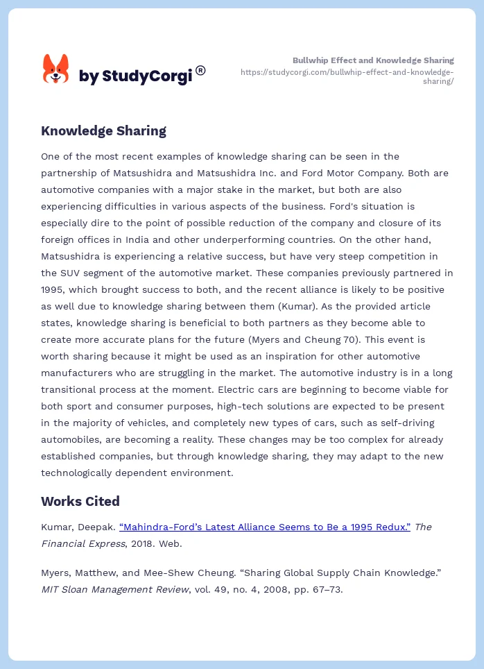 Bullwhip Effect and Knowledge Sharing. Page 2