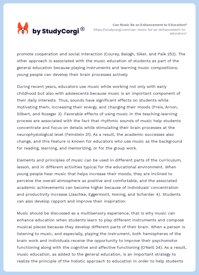Can Music Be an Enhancement to Education?. Page 2