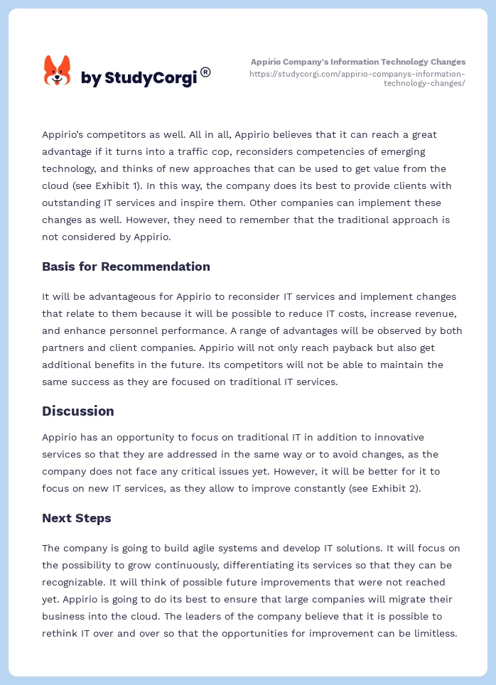 Appirio Company's Information Technology Changes. Page 2