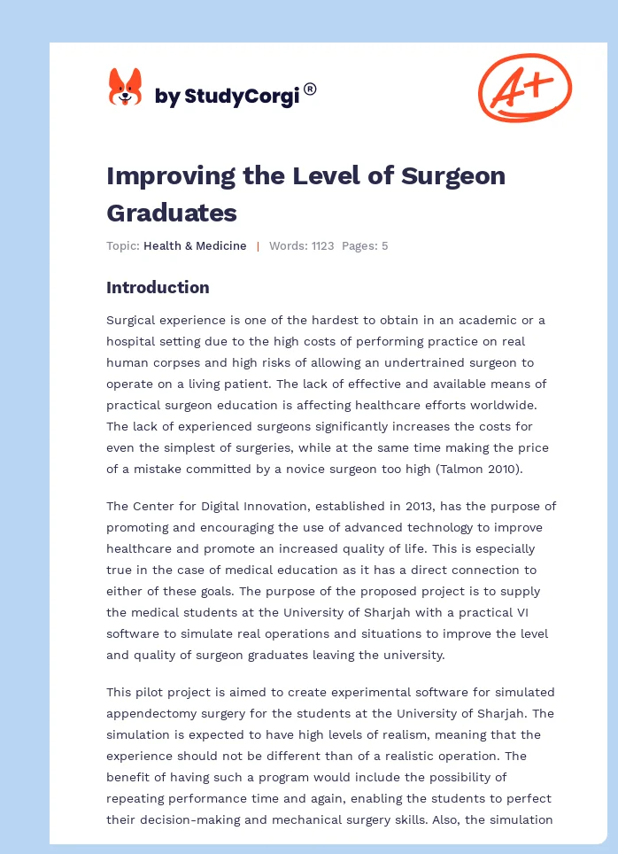 Improving the Level of Surgeon Graduates. Page 1