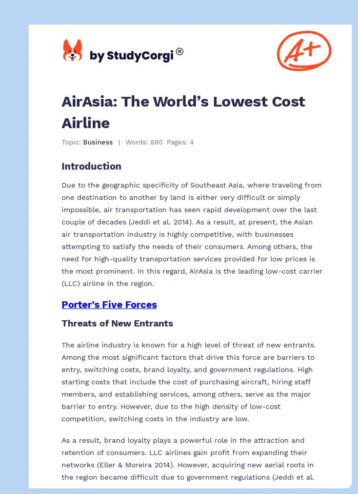 AirAsia: The World’s Lowest Cost Airline. Page 1